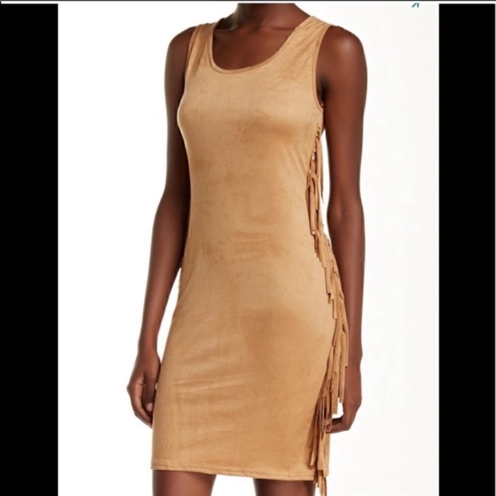 Christian Siriano camel fringe dress NWT Large (D1)